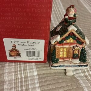 FITZ AND FLOYD Fireplace Santa Stocking Holder Home 619/120 Original Box 2005